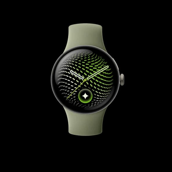Pixel Watch 5 · Pixel Watch 45 мм · Satin Pyrite Aluminum Case / Olive Active Band · 2 ГБ · 64 ГБ · Wi-Fi + поддержка SIM (LTE / 5G) и GPS — фото 1